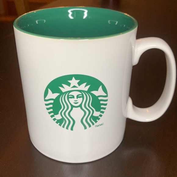 Starbucks 2012 Classic Large Coffee Mug White Green Mermaid Logo Green Interior - Picture 2 of 8